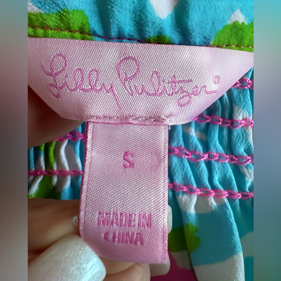 Lilly Pulitzer Elsa Silk Top Size S "A Delicacy" Pink Blue Green Floral Blouse - Picture 5 of 9